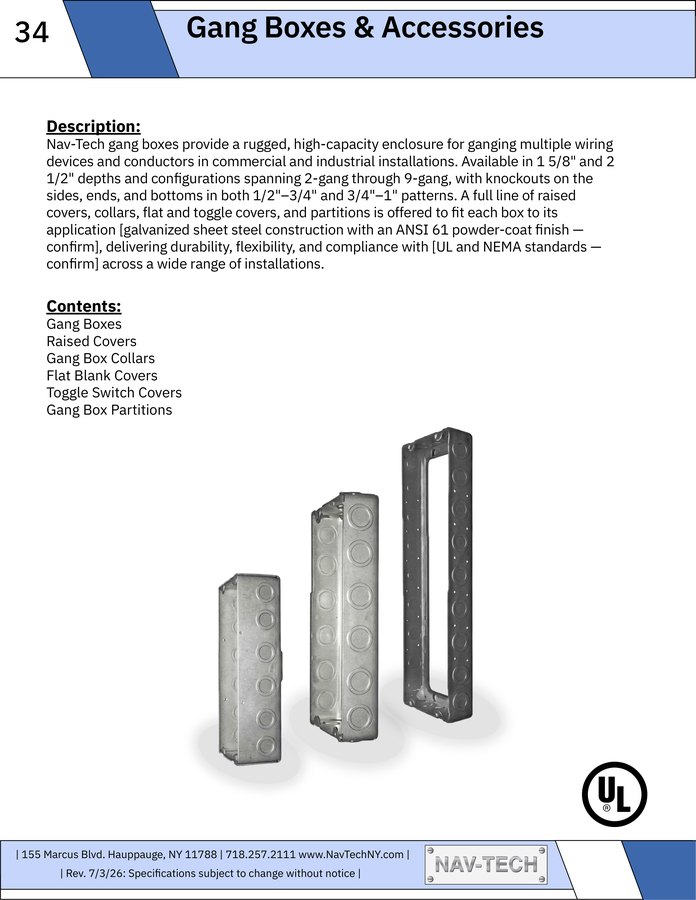 Nav-Tech Gang Boxes & Accessories Catalog cover