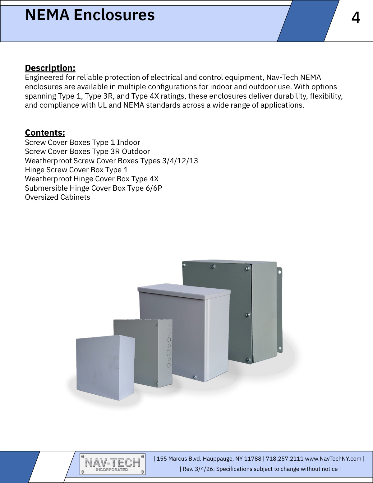 Nav-Tech NEMA Enclosures Catalog cover