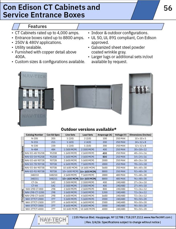 Con Ed CT Cabinets Service Entrance drawing