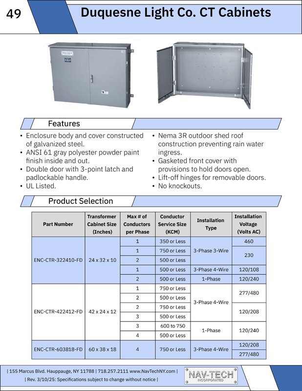 Duquesne Light CT Cabinets drawing