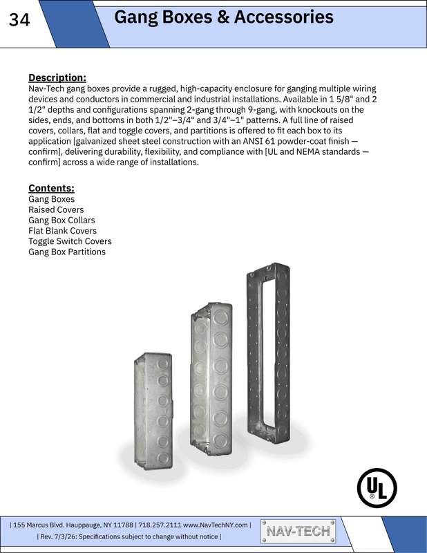 Gang Boxes & Accessories Catalog cover