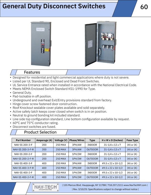 General Duty Disconnect Switches drawing