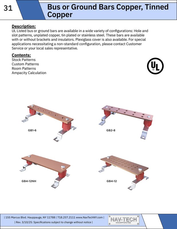Ground Bars Catalog drawing