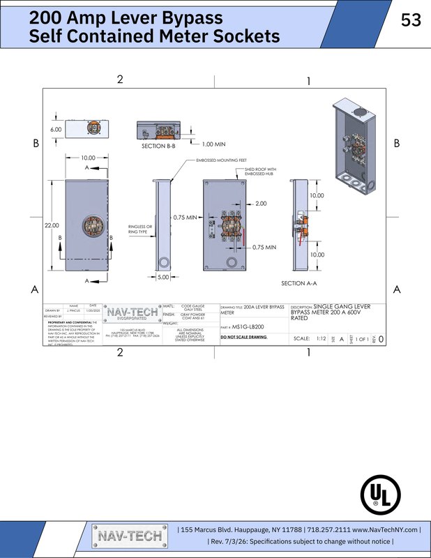 MS1G-LB200  200A Lever Bypass