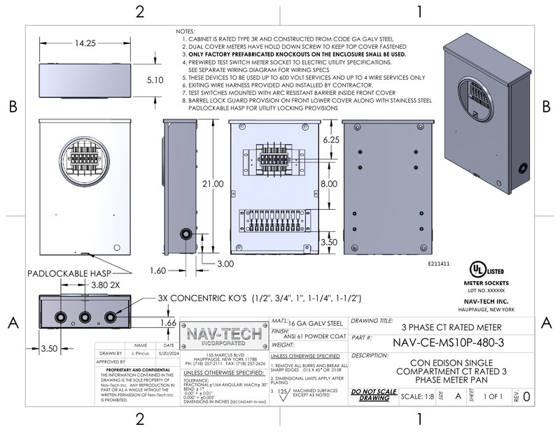 NAV-CE-MS10P-480-3 drawing