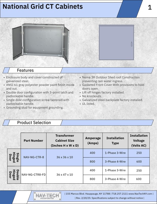 National Grid CT Cabinets drawing
