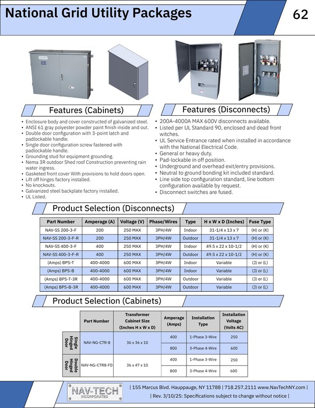National Grid Utility Packages drawing