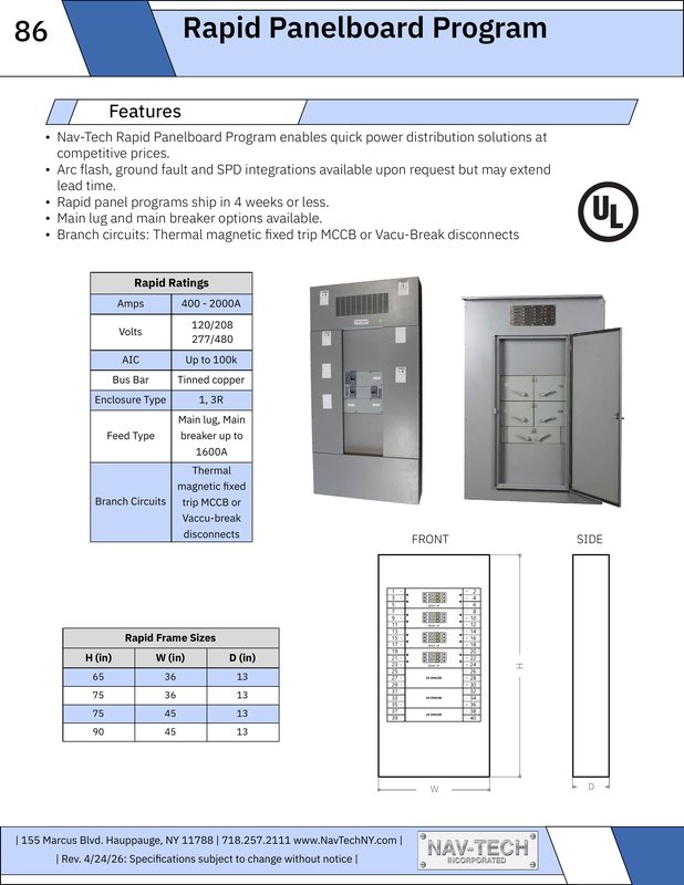Rapid Panelboard Program drawing
