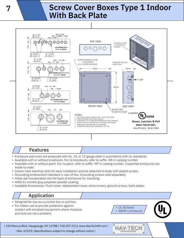 Screw Cover Boxes Type 1 Indoor — with Back Plate drawing