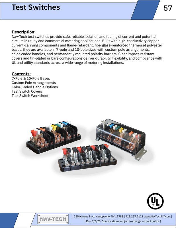 Test Switches Catalog cover