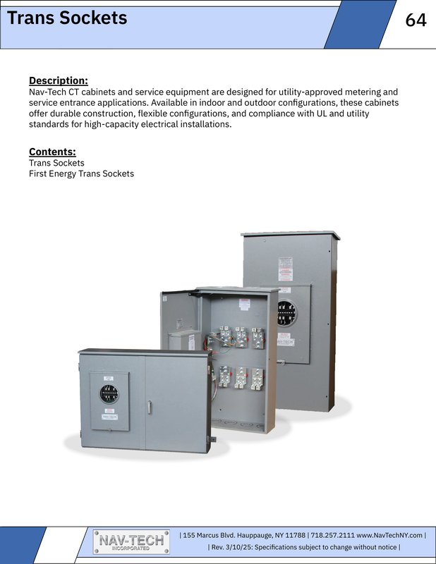 Trans Sockets Catalog drawing