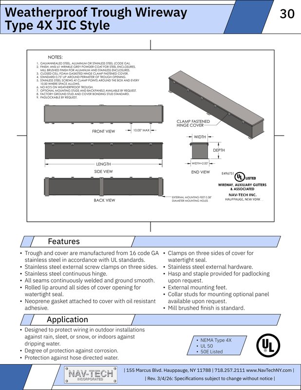 Weatherproof Trough Wireway 4X JIC drawing